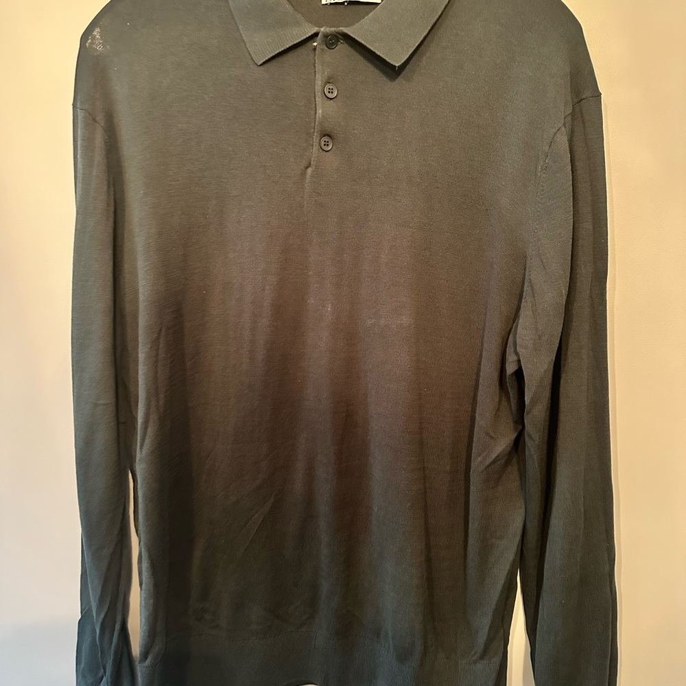 Zara Olive Long Sleeve Polo Shirt